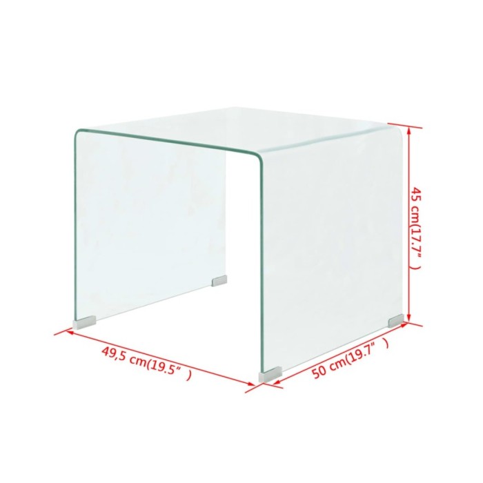 Table basse 49,5 x 50 x 45 cm Verre trempé Transparent