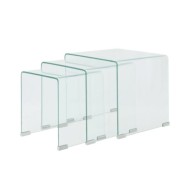 Ensemble de tables gigognes 3 Pièces Verre trempé Transparent