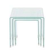 Ensemble de tables gigognes 3 Pièces Verre trempé Transparent