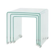 Ensemble de tables gigognes 3 Pièces Verre trempé Transparent