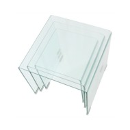 Ensemble de tables gigognes 3 Pièces Verre trempé Transparent