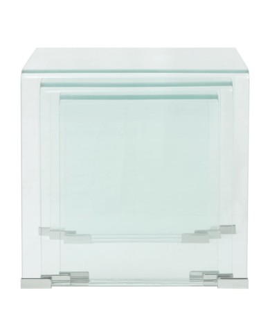 Ensemble de tables gigognes 3 Pièces Verre trempé Transparent