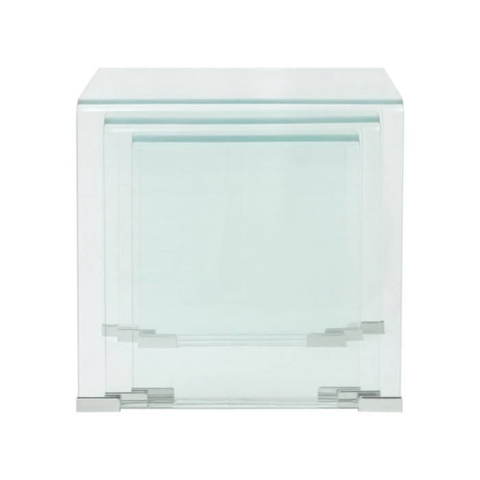 Ensemble de tables gigognes 3 Pièces Verre trempé Transparent