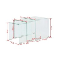 Ensemble de tables gigognes 3 Pièces Verre trempé Transparent
