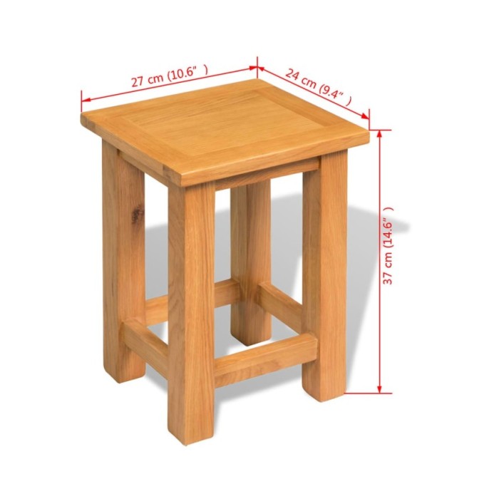 Table d'appoint 27 x 24 x 37 cm Bois de chêne massif
