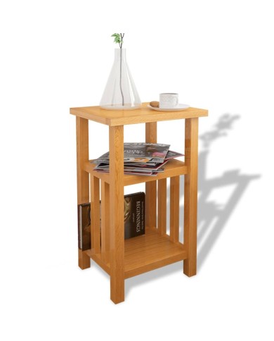 Table d'appoint avec étagère à revues Chêne massif 27x35x55 cm  