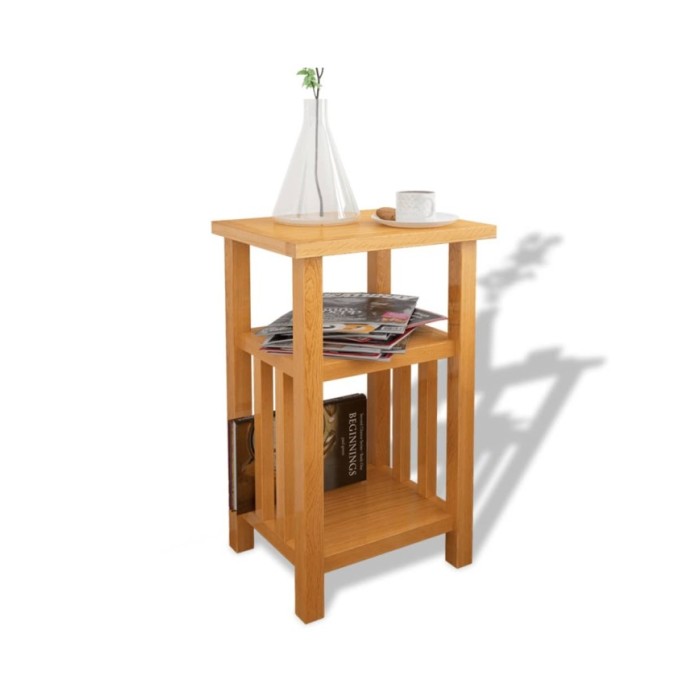 Table d'appoint avec étagère à revues Chêne massif 27x35x55 cm  
