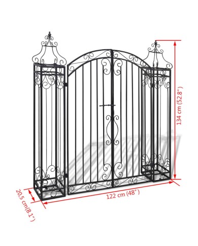 Portillon ornemental de jardin Fer forgé 122 x 20,5 x 134 cm  