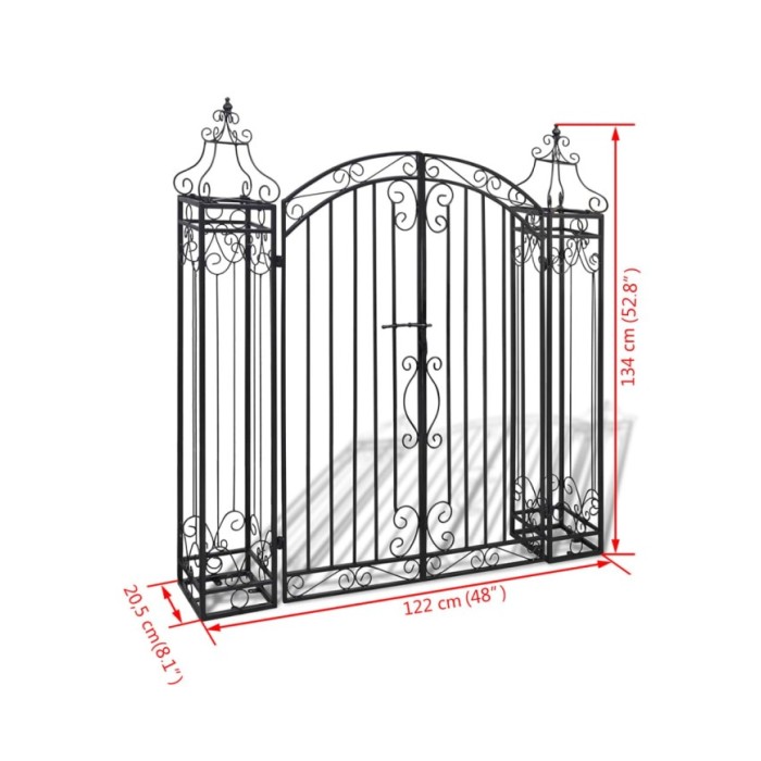 Portillon ornemental de jardin Fer forgé 122 x 20,5 x 134 cm  