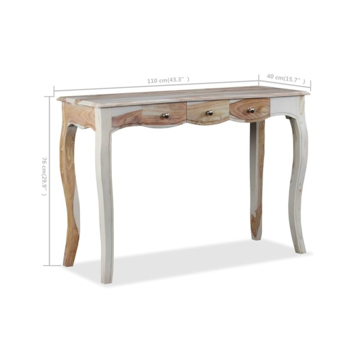 Table console et 3 tiroirs Bois de Sesham massif 110x40x76 cm