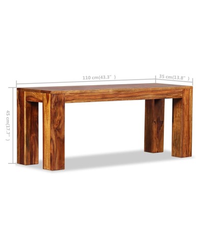 Banc Bois de Sesham massif 110 x 35 x 45 cm