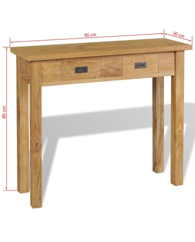 Table console Teck massif 90 x 30 x 80 cm