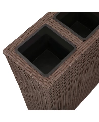 Lit surélevé de jardin avec 4 pots Résine tressée Marron