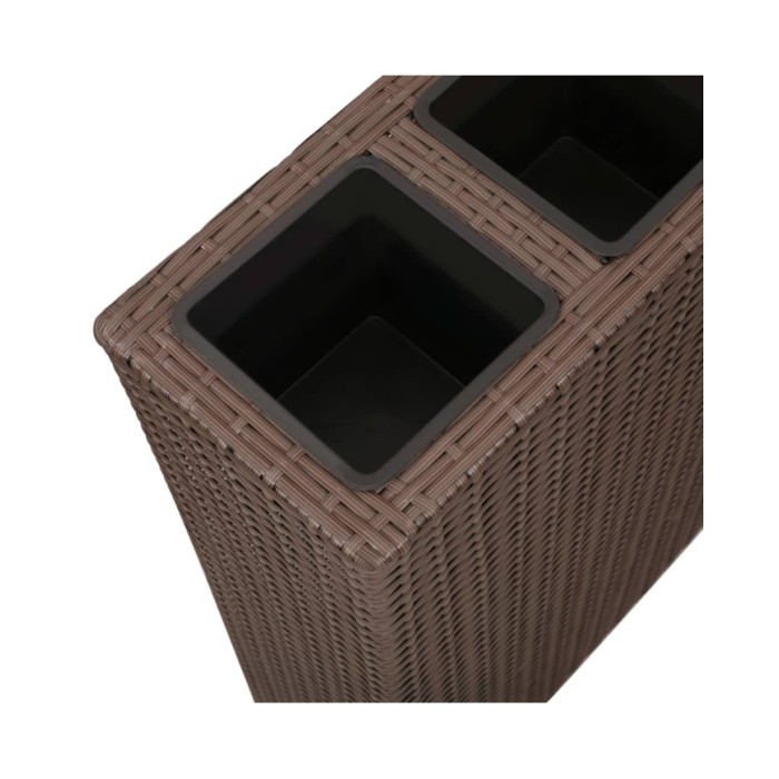 Lit surélevé de jardin avec 4 pots Résine tressée Marron