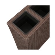 Lit surélevé de jardin avec 4 pots Résine tressée Marron