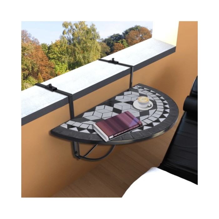 Table suspendue de balcon Noir et blanc Mosaïque 