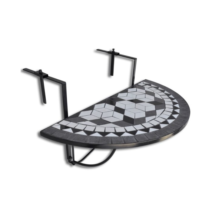 Table suspendue de balcon Noir et blanc Mosaïque 