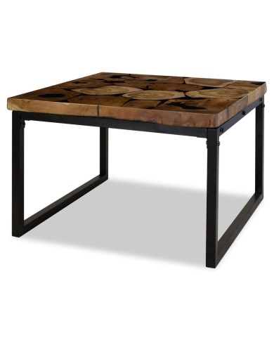 Table basse Teck Résine 60 x 60 x 40 cm