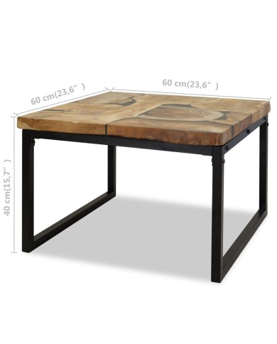 Table basse Teck Résine 60 x 60 x 40 cm