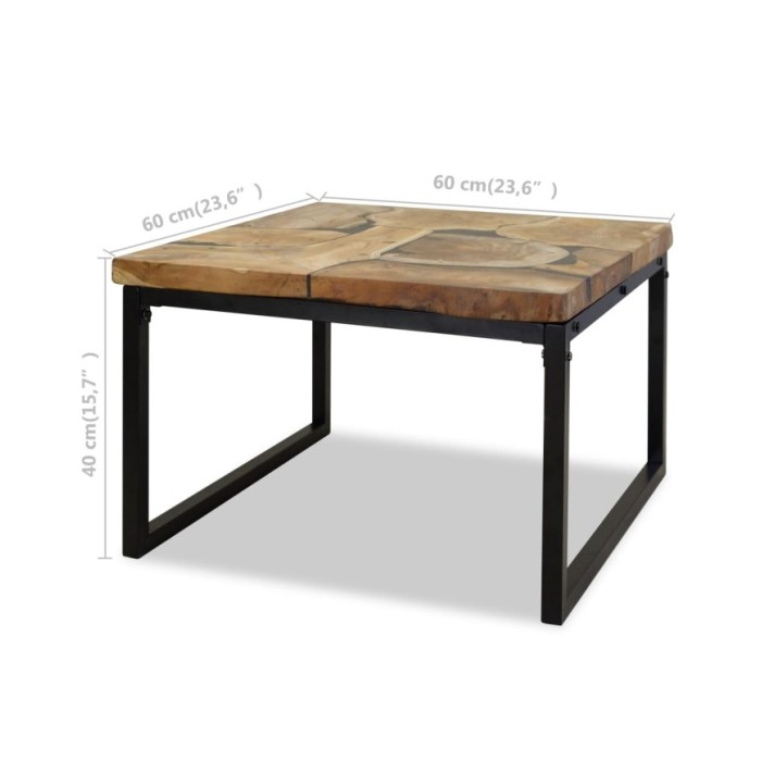 Table basse Teck Résine 60 x 60 x 40 cm