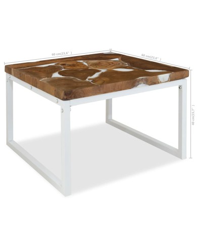 Table basse Teck Résine 60 x 60 x 40 cm