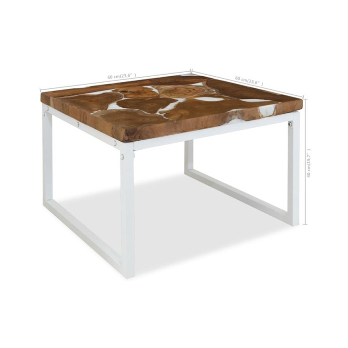 Table basse Teck Résine 60 x 60 x 40 cm