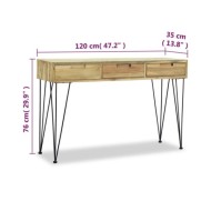 Table console 120 x 35 x 76 cm Teck massif