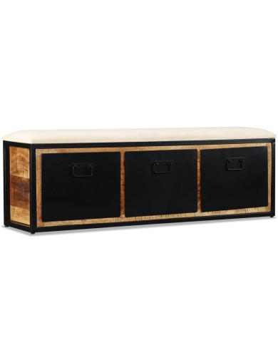 Banc de rangement avec 3 tiroirs Bois de manguier 120x30x40 cm