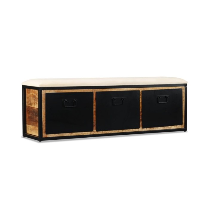 Banc de rangement avec 3 tiroirs Bois de manguier 120x30x40 cm