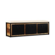 Banc de rangement avec 3 tiroirs Bois de manguier 120x30x40 cm