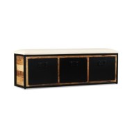 Banc de rangement avec 3 tiroirs Bois de manguier 120x30x40 cm