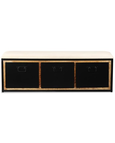 Banc de rangement avec 3 tiroirs Bois de manguier 120x30x40 cm
