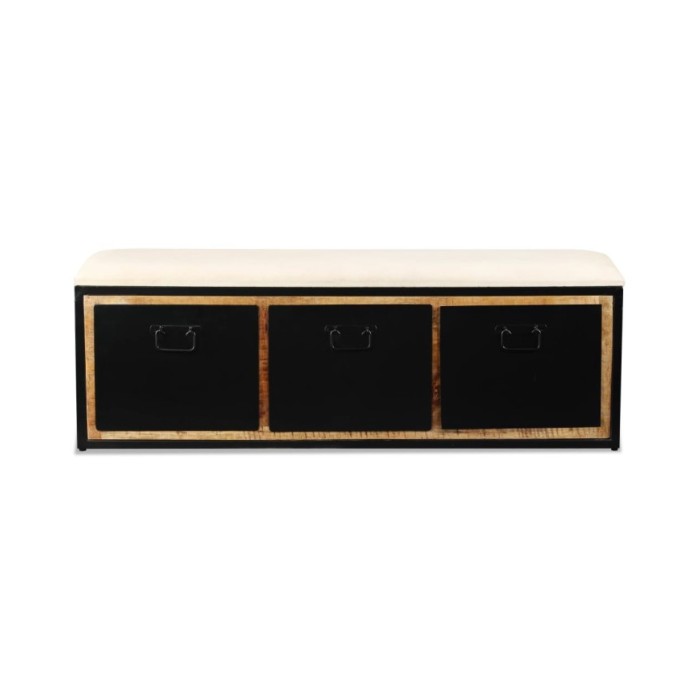 Banc de rangement avec 3 tiroirs Bois de manguier 120x30x40 cm