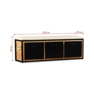 Banc de rangement avec 3 tiroirs Bois de manguier 120x30x40 cm