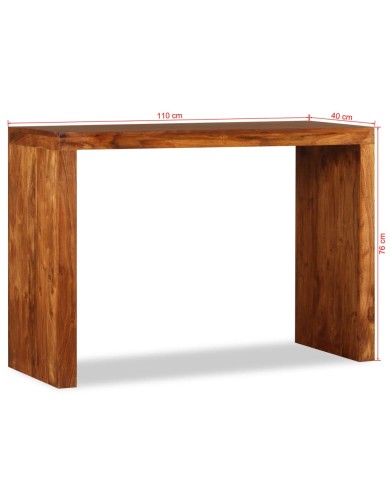 Table console Bois massif avec finition miel 110x40x76 cm