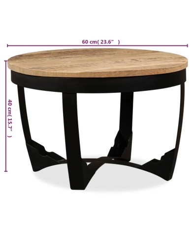 Table d'appoint Bois de manguier brut 60 x 40 cm