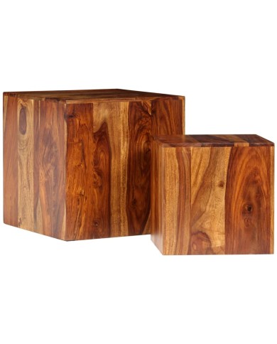Ensemble de table basse 2 pcs Bois massif de Sesham 40x40x40 cm