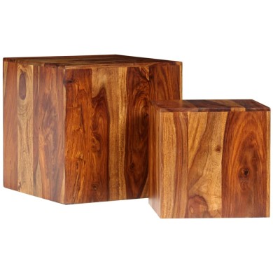 Ensemble de table basse 2 pcs Bois massif de Sesham 40x40x40 cm