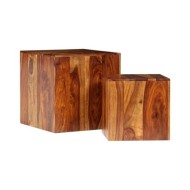 Ensemble de table basse 2 pcs Bois massif de Sesham 40x40x40 cm