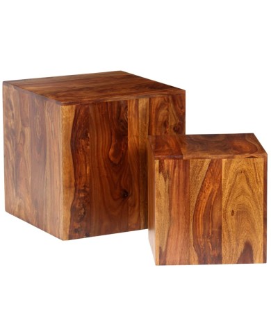 Ensemble de table basse 2 pcs Bois massif de Sesham 40x40x40 cm