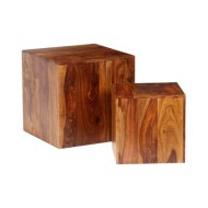 Ensemble de table basse 2 pcs Bois massif de Sesham 40x40x40 cm