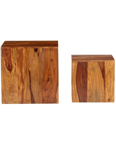 Ensemble de table basse 2 pcs Bois massif de Sesham 40x40x40 cm