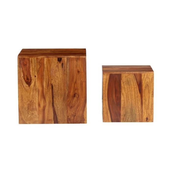 Ensemble de table basse 2 pcs Bois massif de Sesham 40x40x40 cm