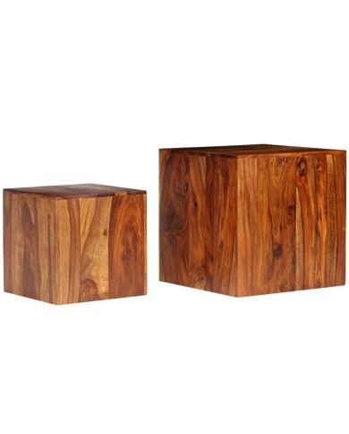 Ensemble de table basse 2 pcs Bois massif de Sesham 40x40x40 cm