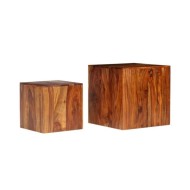 Ensemble de table basse 2 pcs Bois massif de Sesham 40x40x40 cm