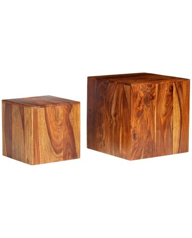 Ensemble de table basse 2 pcs Bois massif de Sesham 40x40x40 cm