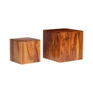 Ensemble de table basse 2 pcs Bois massif de Sesham 40x40x40 cm