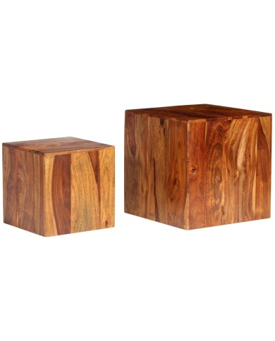 Ensemble de table basse 2 pcs Bois massif de Sesham 40x40x40 cm
