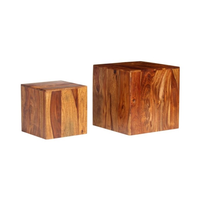 Ensemble de table basse 2 pcs Bois massif de Sesham 40x40x40 cm