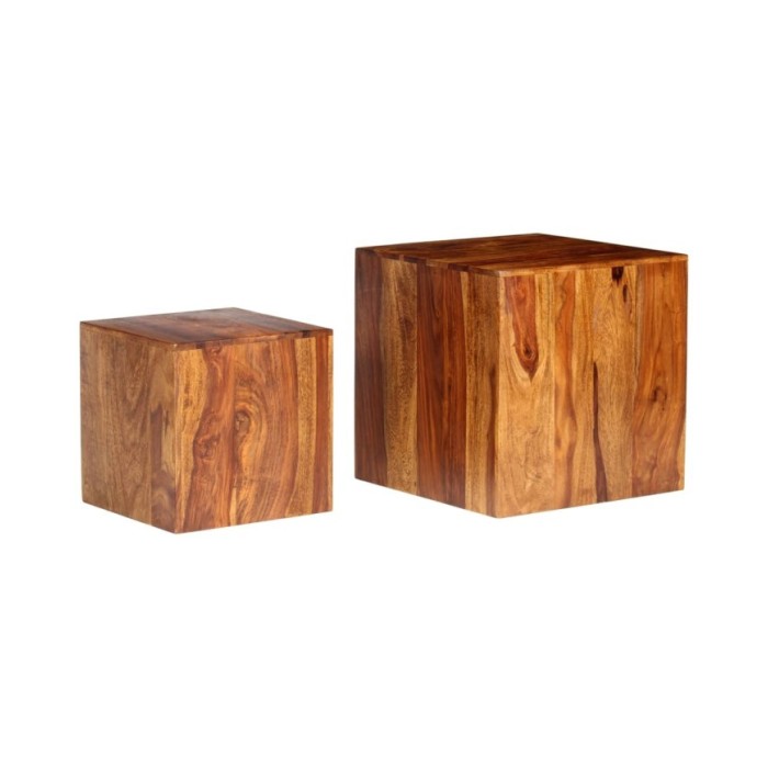 Ensemble de table basse 2 pcs Bois massif de Sesham 40x40x40 cm
